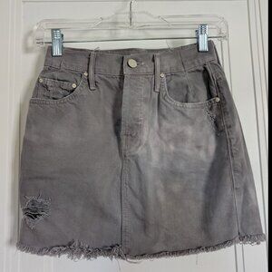 Mother Distressed Denim Grey Tie-Dye Mini Skirt (Denim Size 24 / XS)